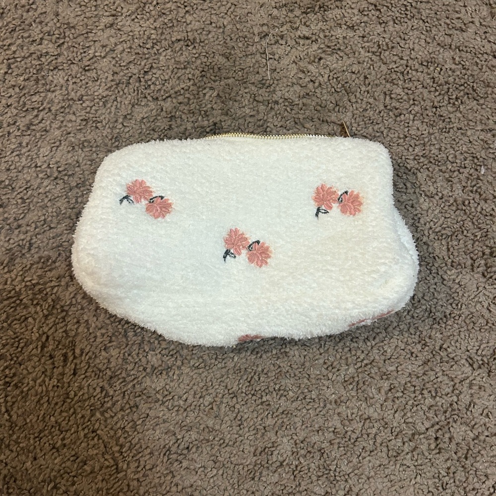 Marshalls White Cosmetic Bag with Pink Floral Design